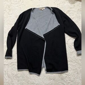 Lineamaglia‎ Italy Women’s XL Wool Blend Open Front Cardigan Black Gray